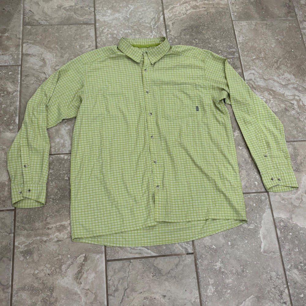 Simms Fishing Shirt Mens XXL Green Plaid Long Sleeve Vented Button Up Outdoor